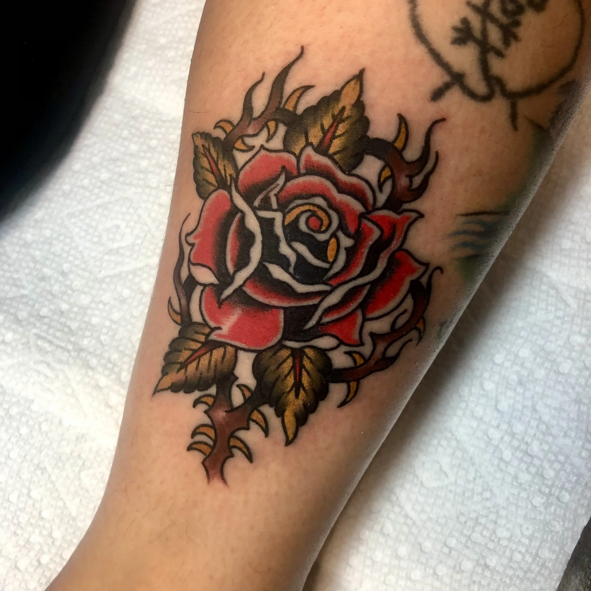 Stone Smith Style Bold Rose Tattoo