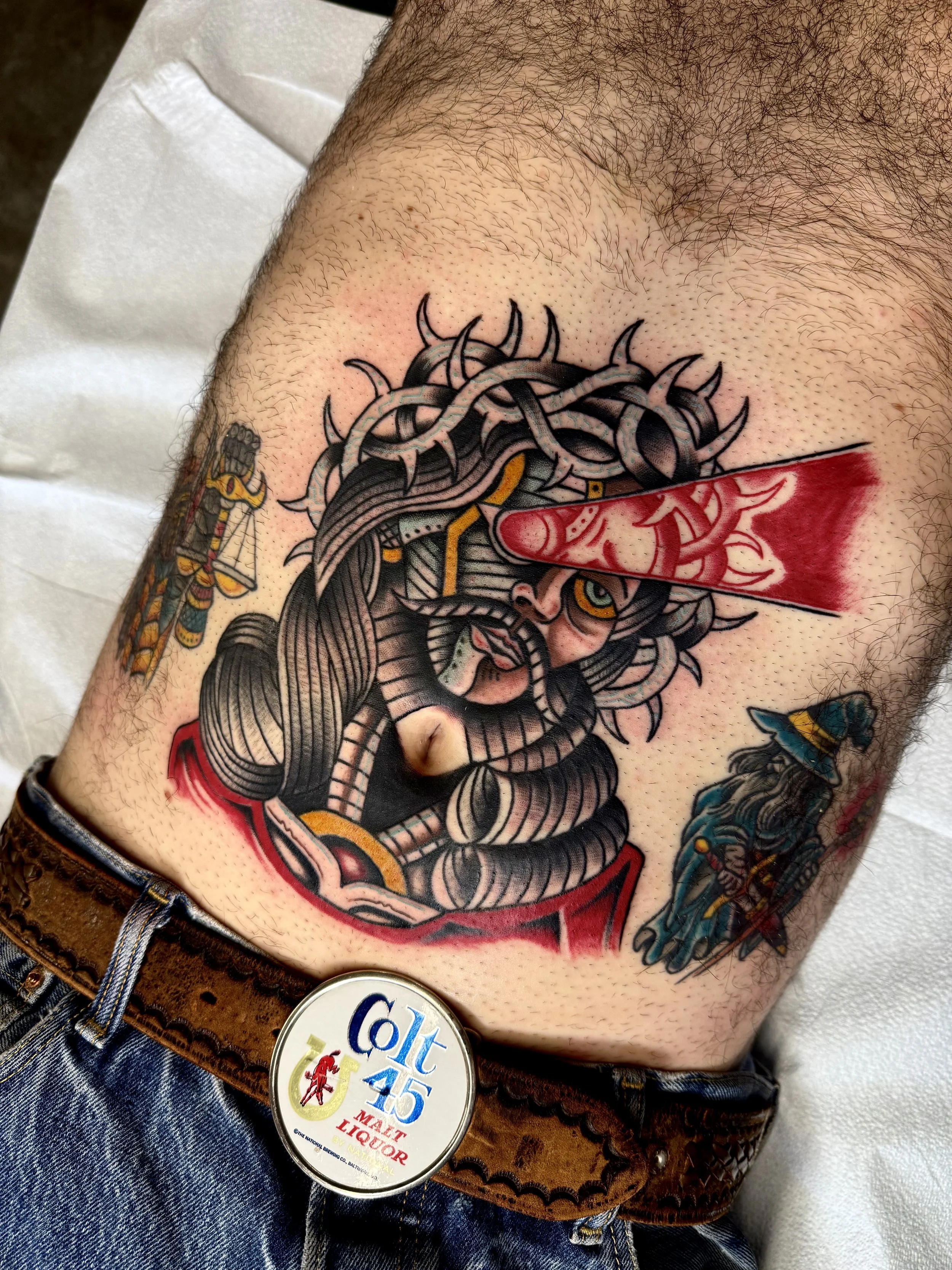 Large Cyborg Jesus Torso Tattoo