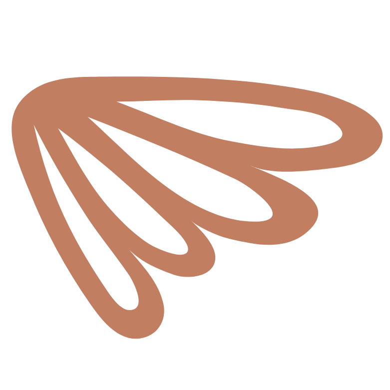 A stylized, abstract representation of a brown wing, with elongated feather shapes on a black background.