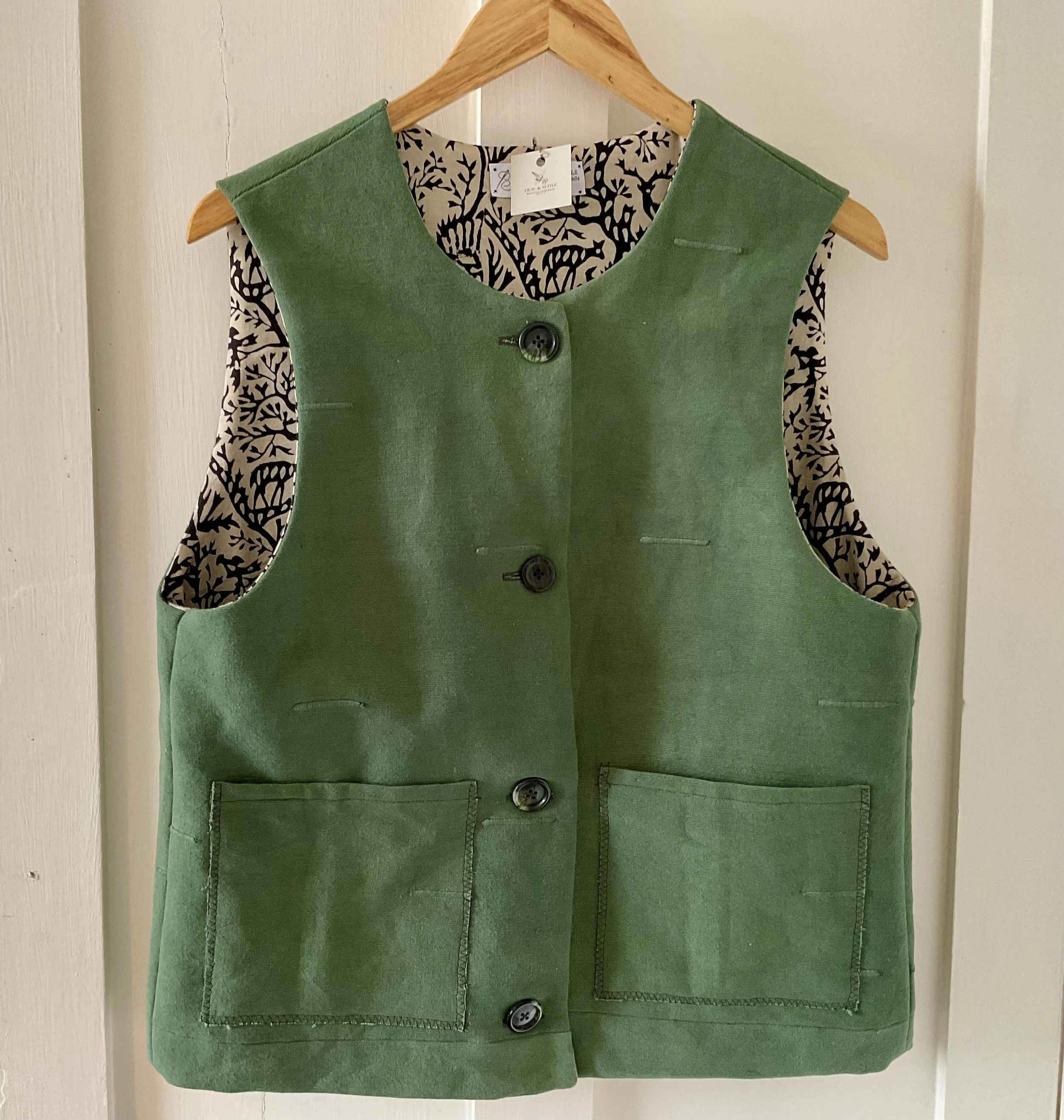 Green & black lined Gilet