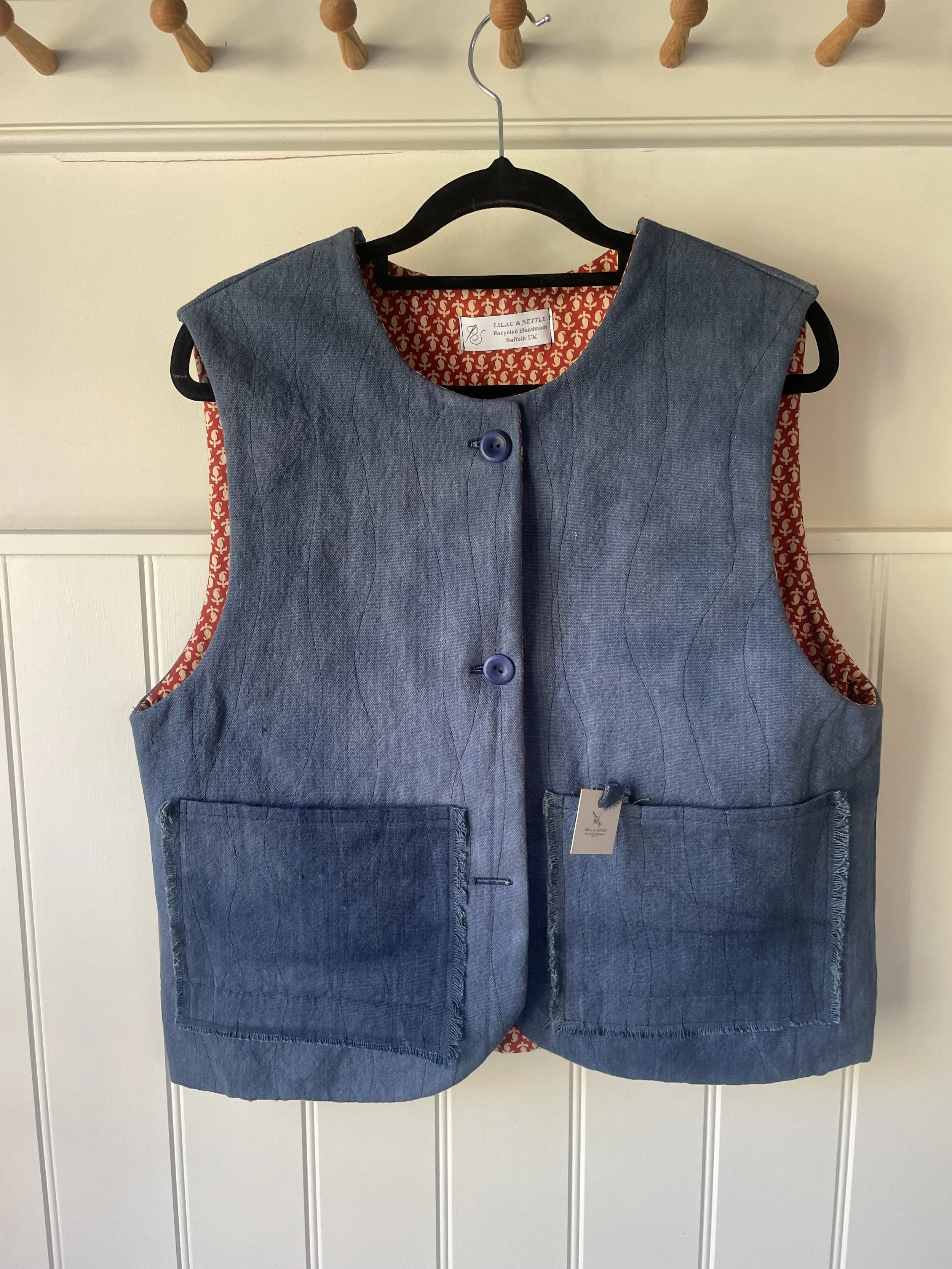 Blue quilted Waistcoat 2