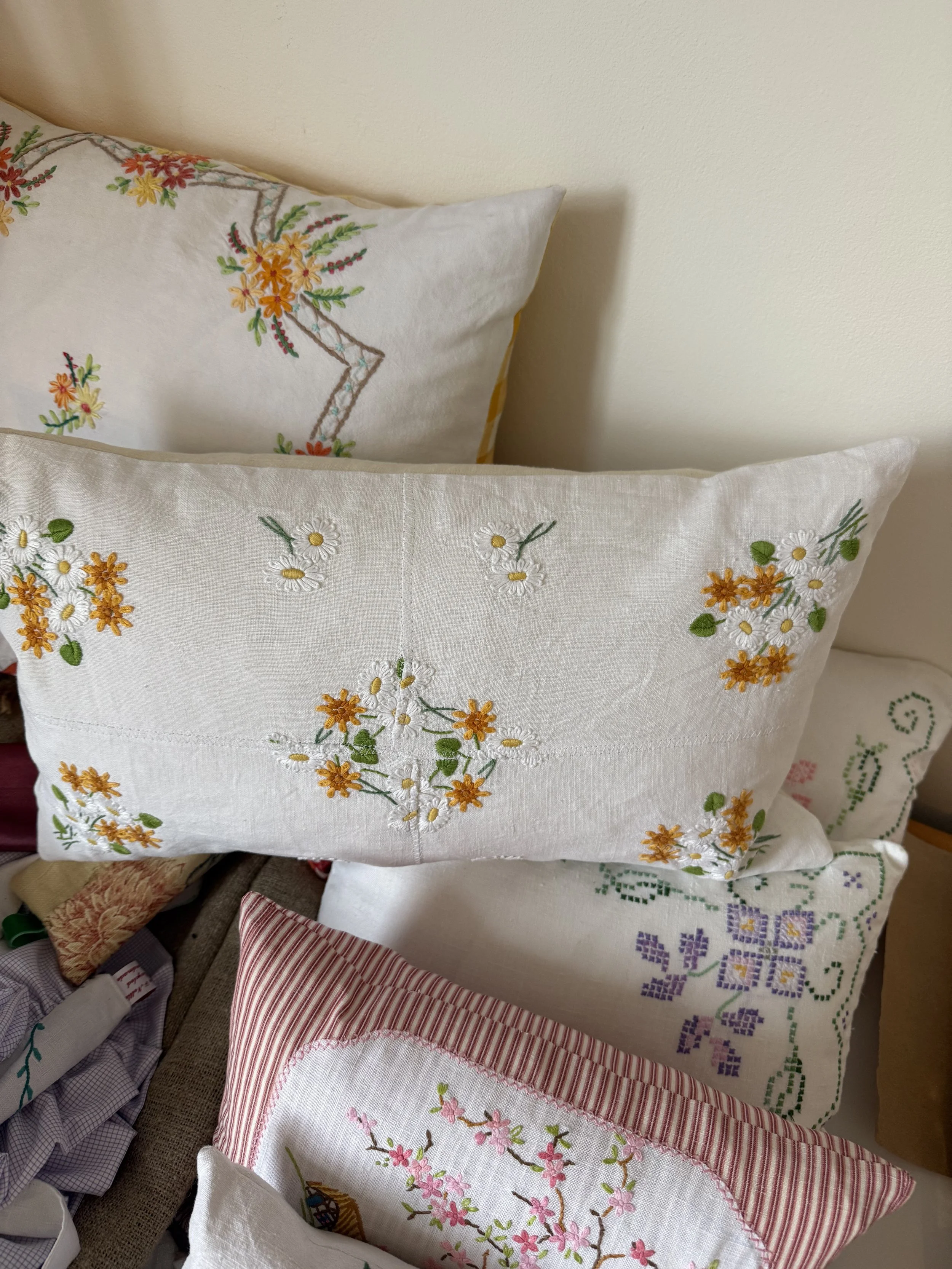 Vintage cloth oblong cushion No.2