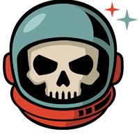 Rogues Tattoo astronaut skull logo