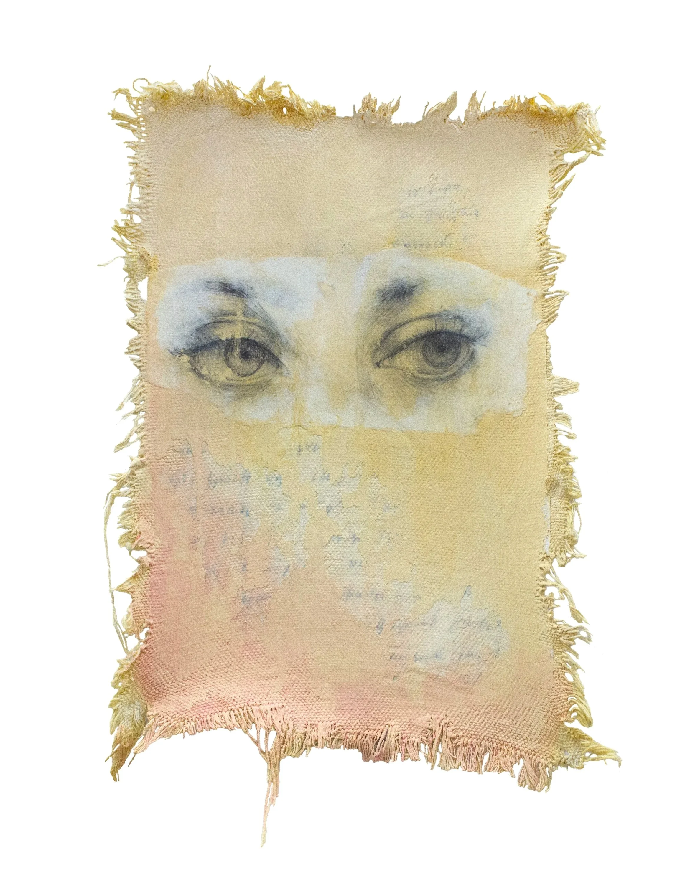 Quiet Evidence 1, acrylic, graphite and transfers on canvas, 6 x 8 inches, 2025