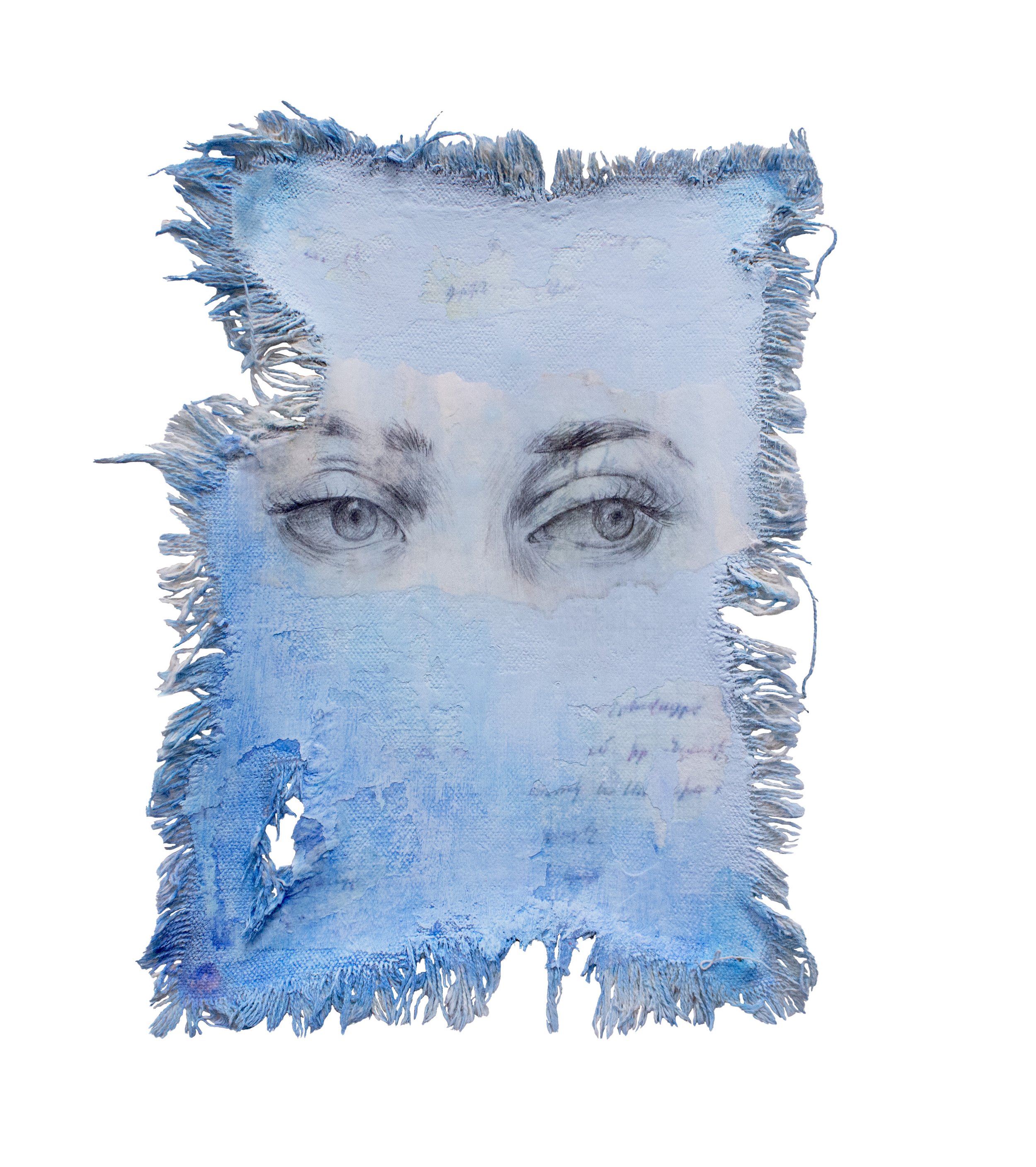 Quiet Evidence 1, acrylic, graphite and transfers on canvas, 6 x 8 inches, 2025