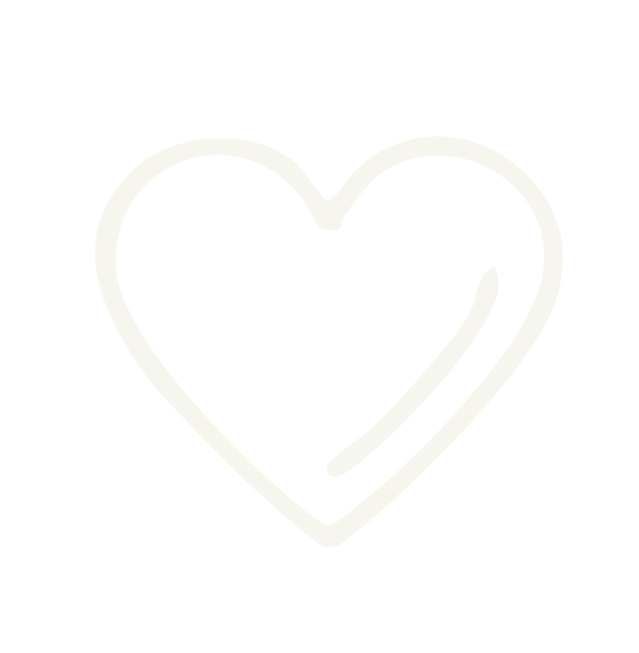 A white heart outline with a smaller curved line inside on a black background.