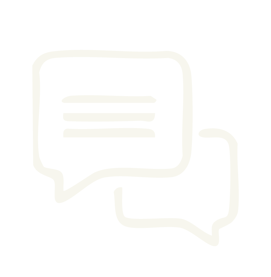 Two overlapping speech bubbles with lines representing text inside them, on a black background.