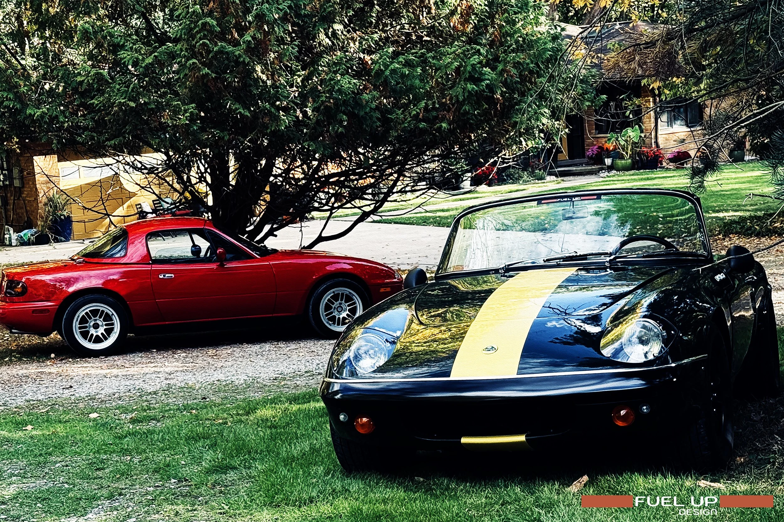 Lotus Elan S2 & Mazda Miata Metal Print — Fuel Up Design Original Photography