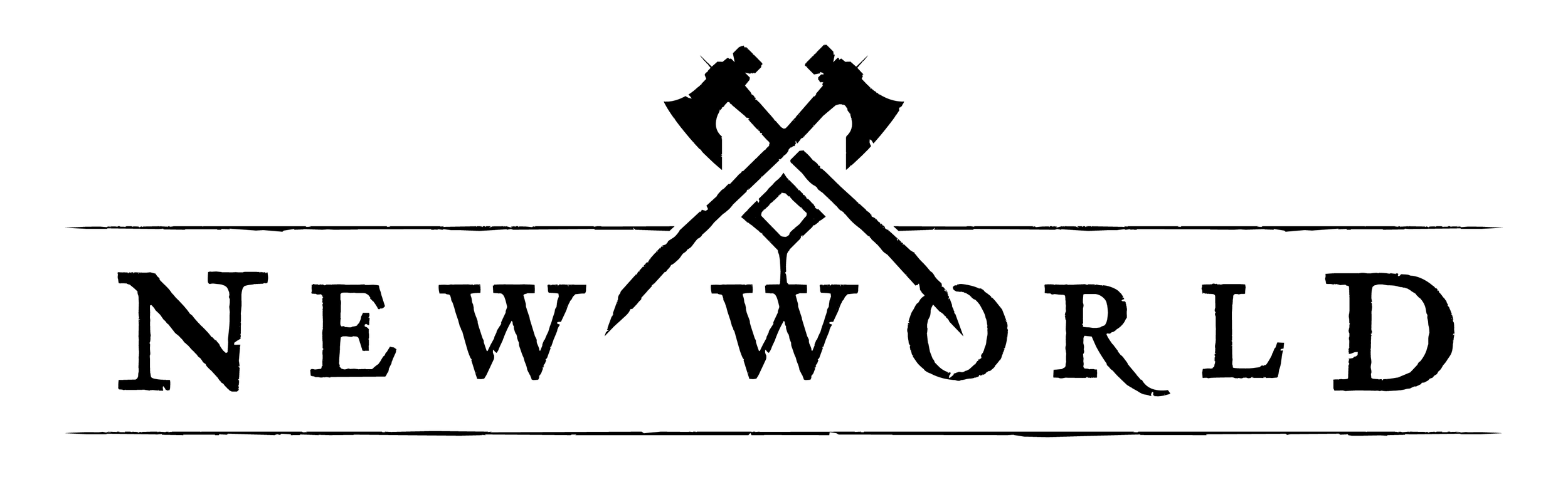 Logo with two crossed hammers and a pencil above the words 'New World' in bold letters.