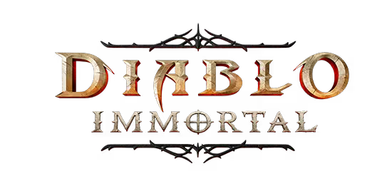 Diablo Immortal logo with stylized text and decorative black lines