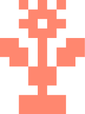 Pixel art depiction of a red flower.