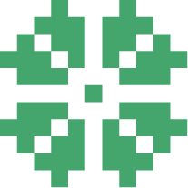 A stylized pixel art clover.