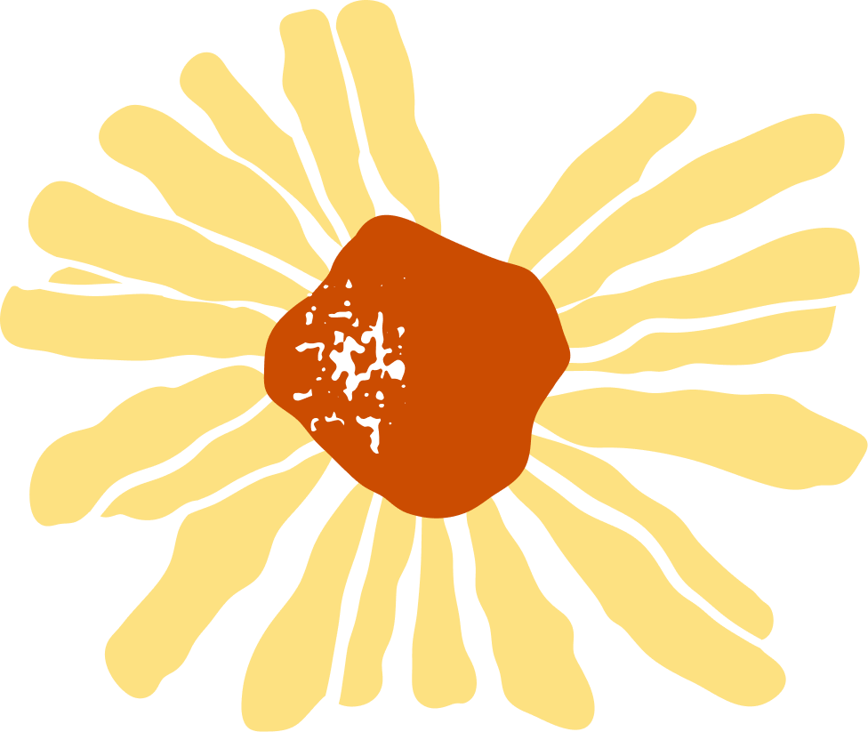 illustration of a flower with yellow petals and a brown center against a black background