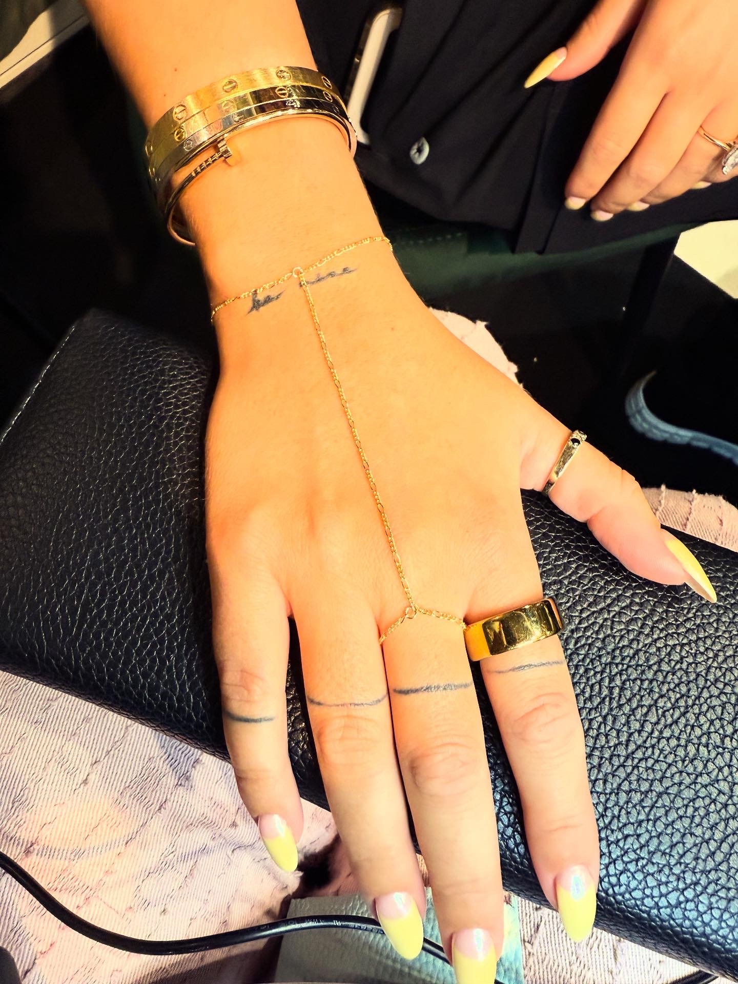 Gold Filled permanent welded hand chain for festival jewellery styles