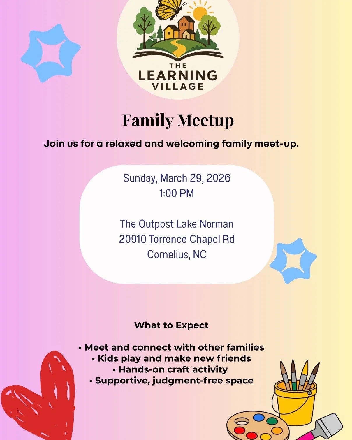 We are so excited for this 💙
Heartshine will be at The Learning Village Family Meetup this Sunday and we would LOVE to see you there!
I&rsquo;ll be there with my kiddos&hellip; and of course Louie 🐶💙
This is such a great opportunity to:
✨ connect 