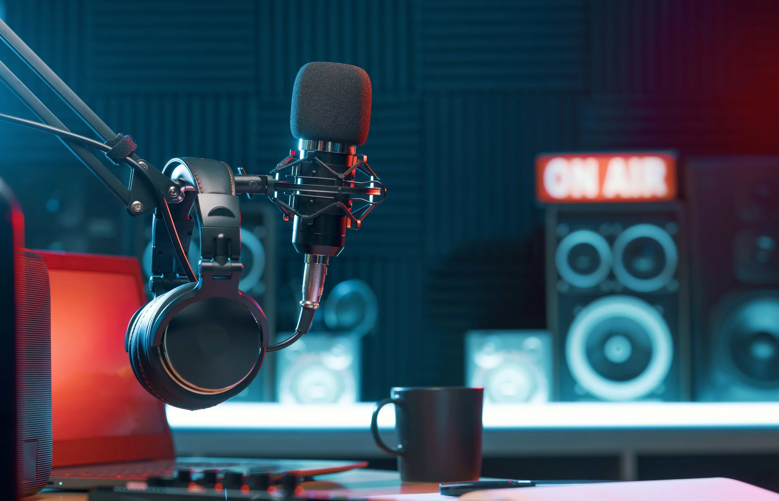 Flacon Media Solutions running and producing a podcast.