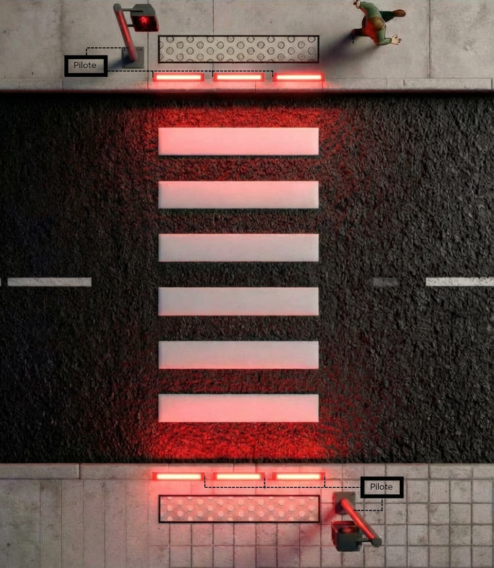 schema principe COLOROAD signalisation LED sol