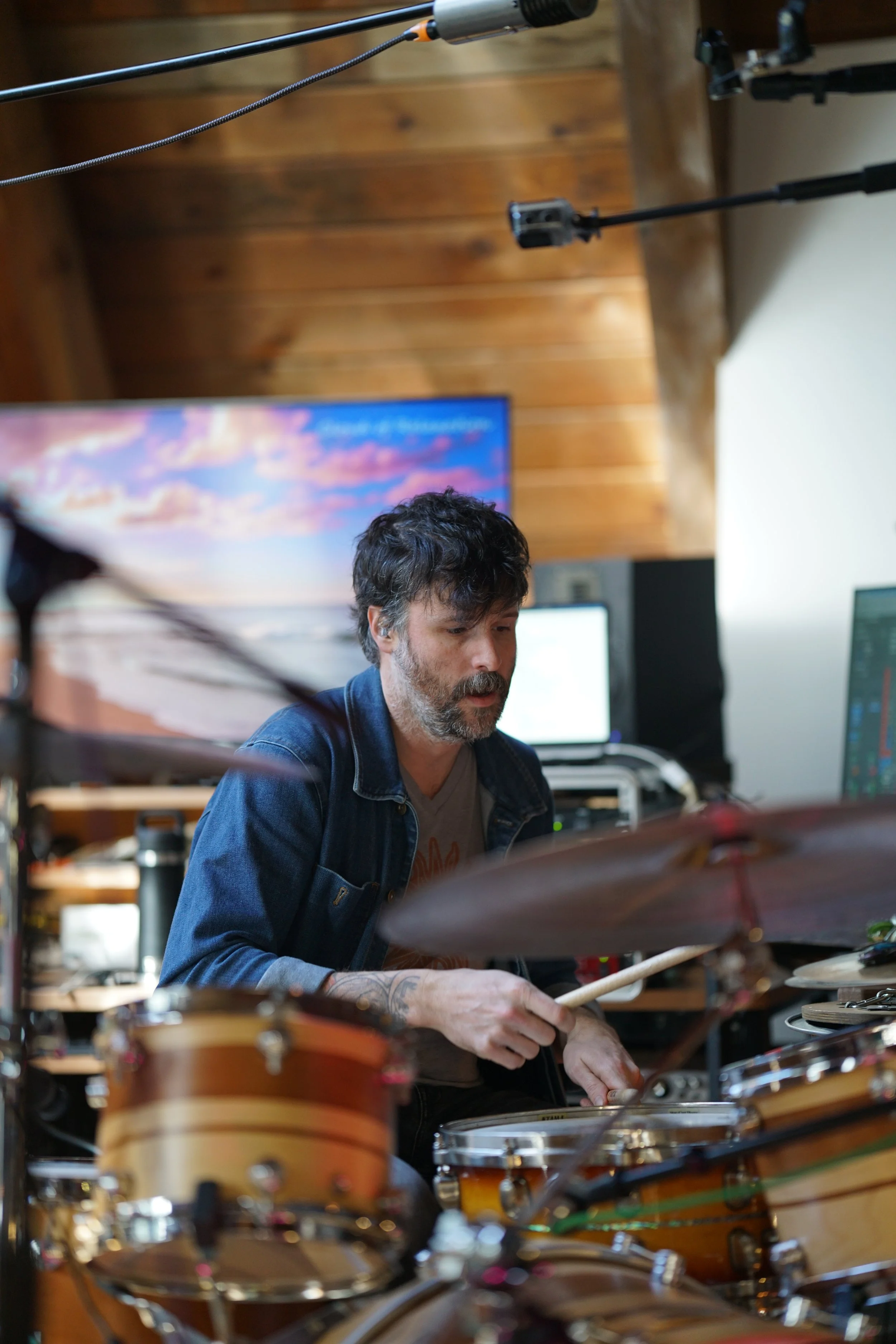 Recording at Cooper Mountain//Photo by Andrew Jesse 