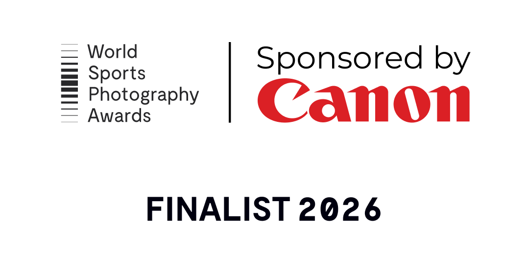 Canon logo and text indicating finalist in the 2026 World Sports Photography Awards competition.