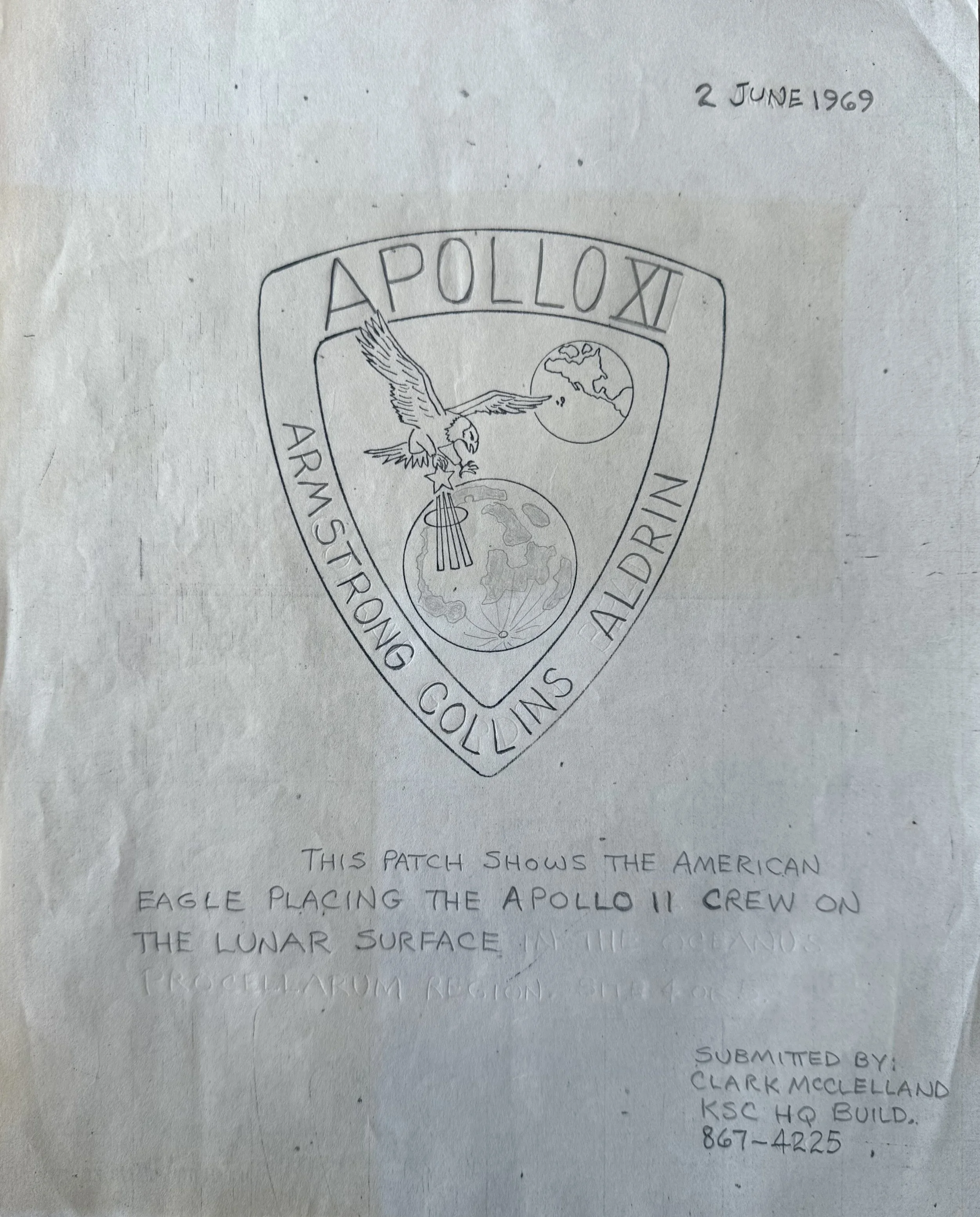 Apollo 11  Patch Design with concept Sketch