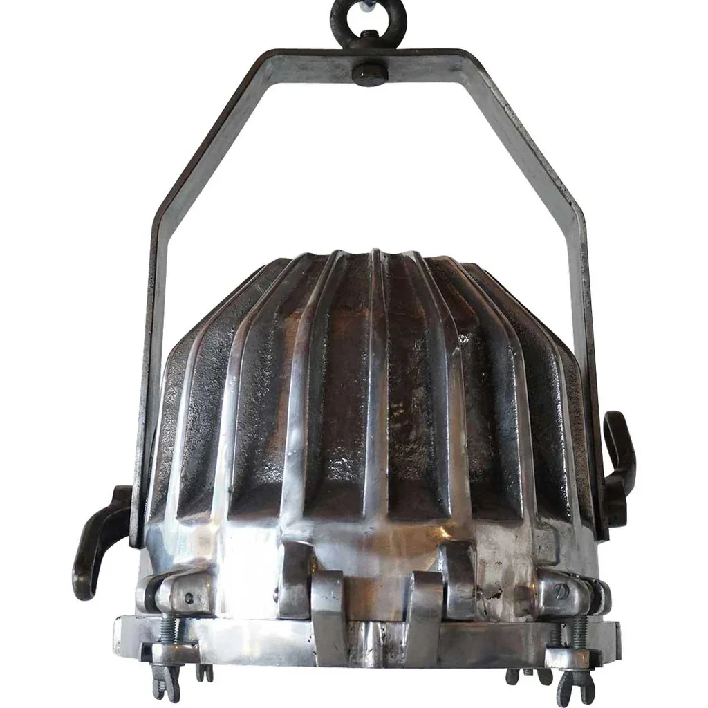 Vintage Reproduction Aluminum Ship's Cargo Deck Pendant Light