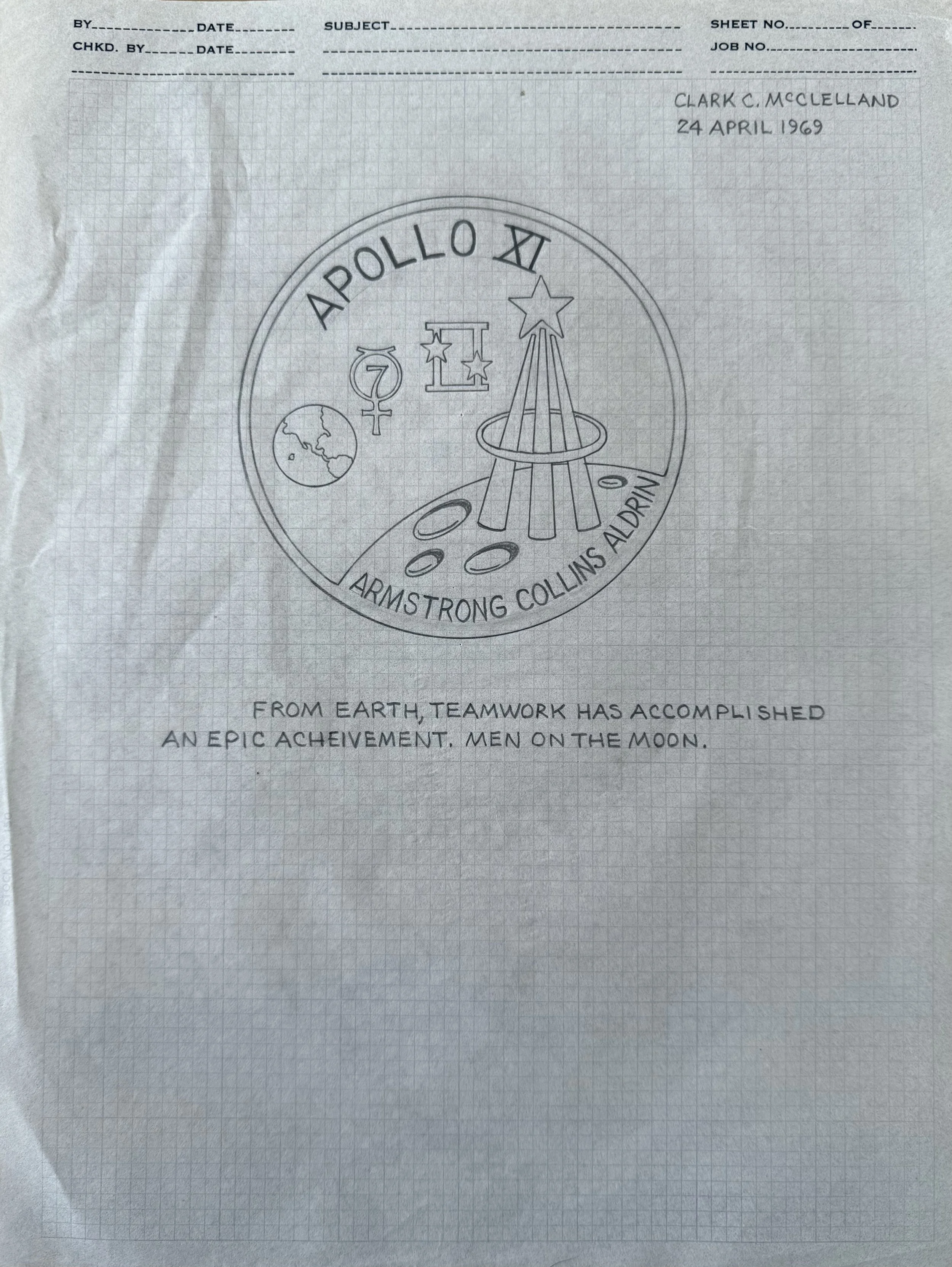 Apollo 11  Mission Patch Design with Letter of Honor for
