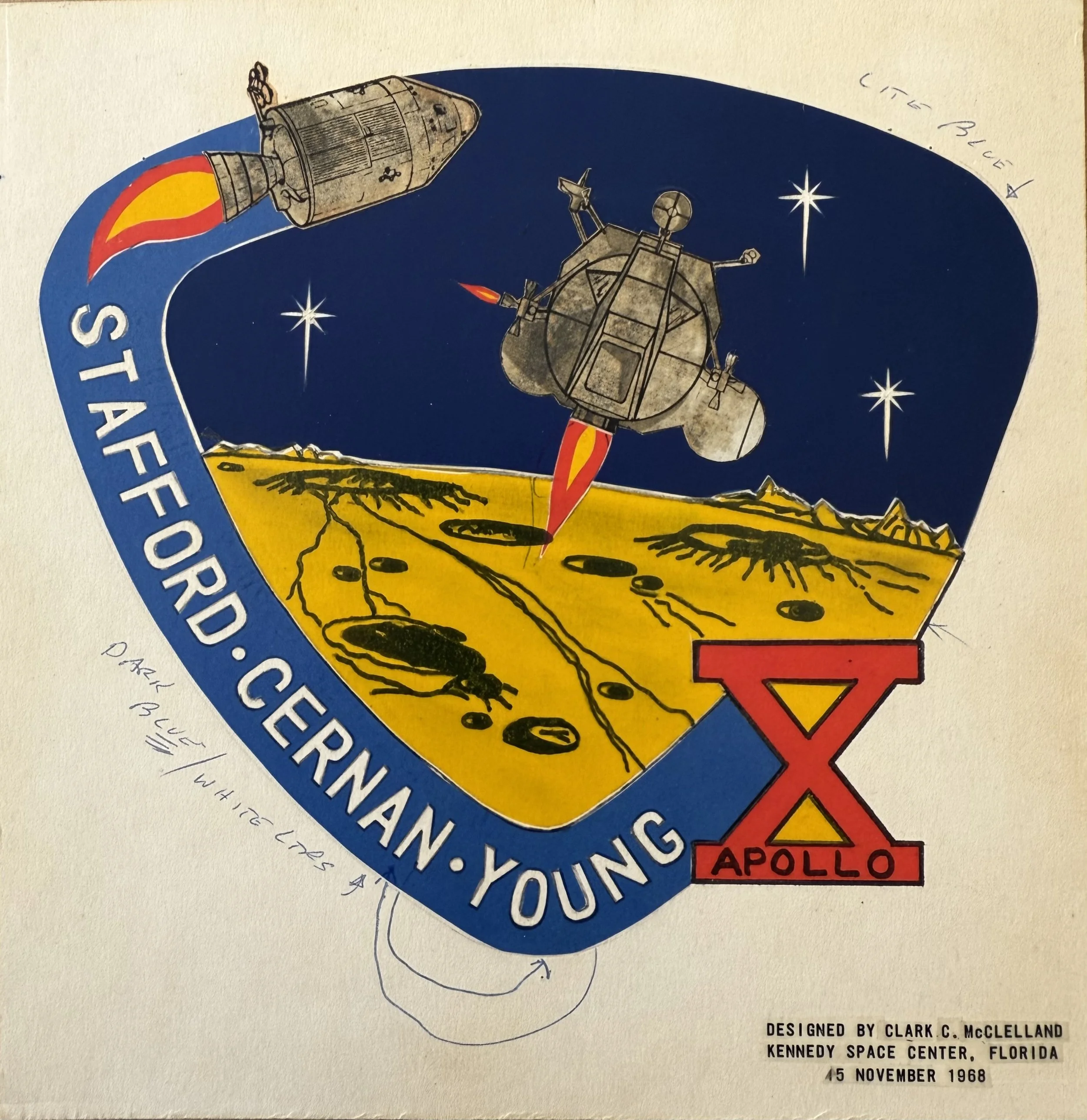Original  Apollo 10 Mission Patch Design Mockup Board