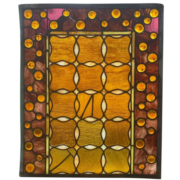 American Victorian Stained, Leaded and Jeweled Glass Window
