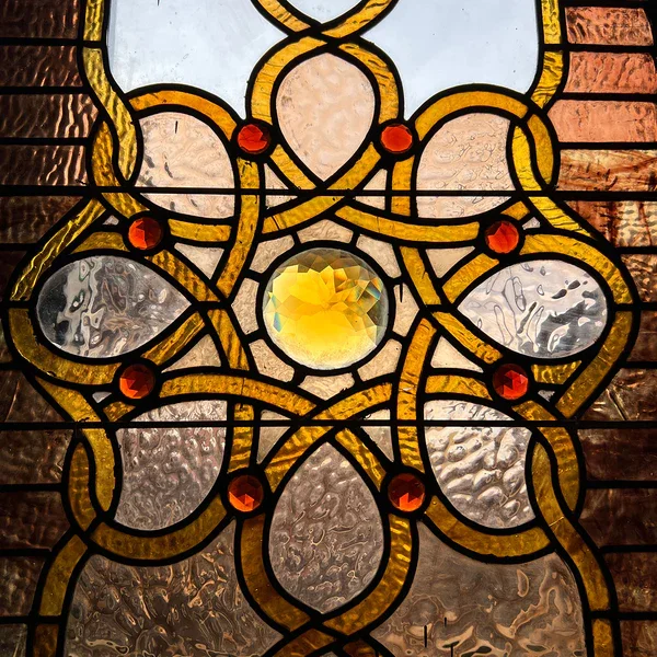 Rare American Healy & Millet Stained, Leaded and Jeweled Glass Stairway Window