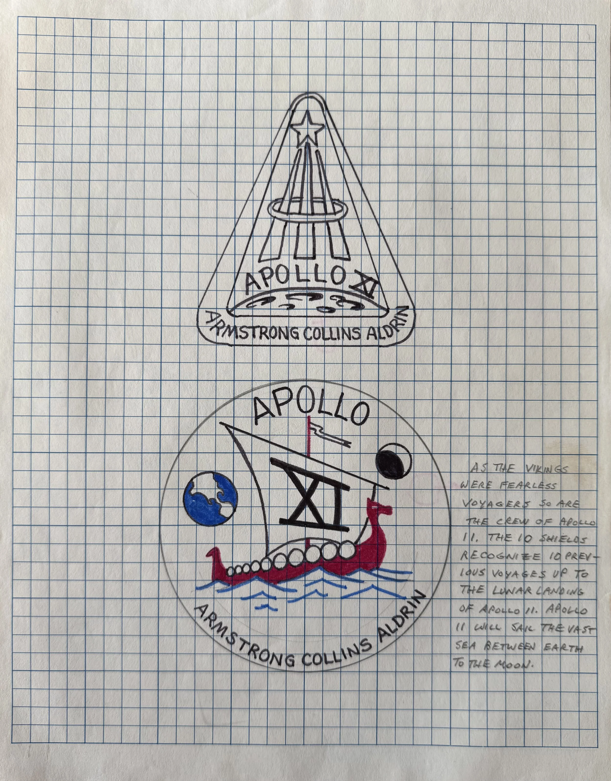 Apollo 11  Set of 4 showing design development
