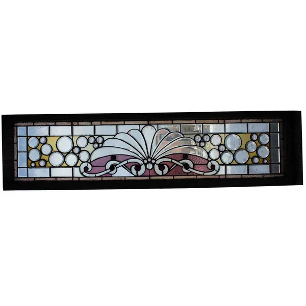 American Victorian Beveled, Stained, Leaded and Jeweled Glass Transom Window (2/2)