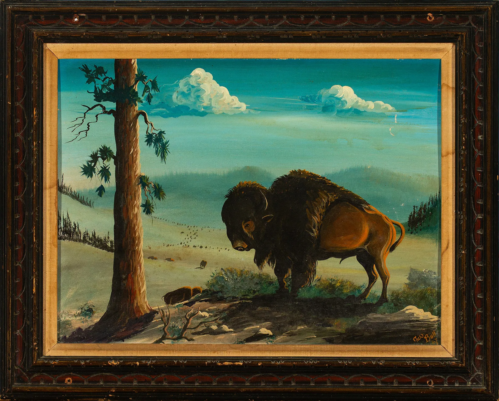 Western Bison Painting, by Edward Two Bulls, Jr.