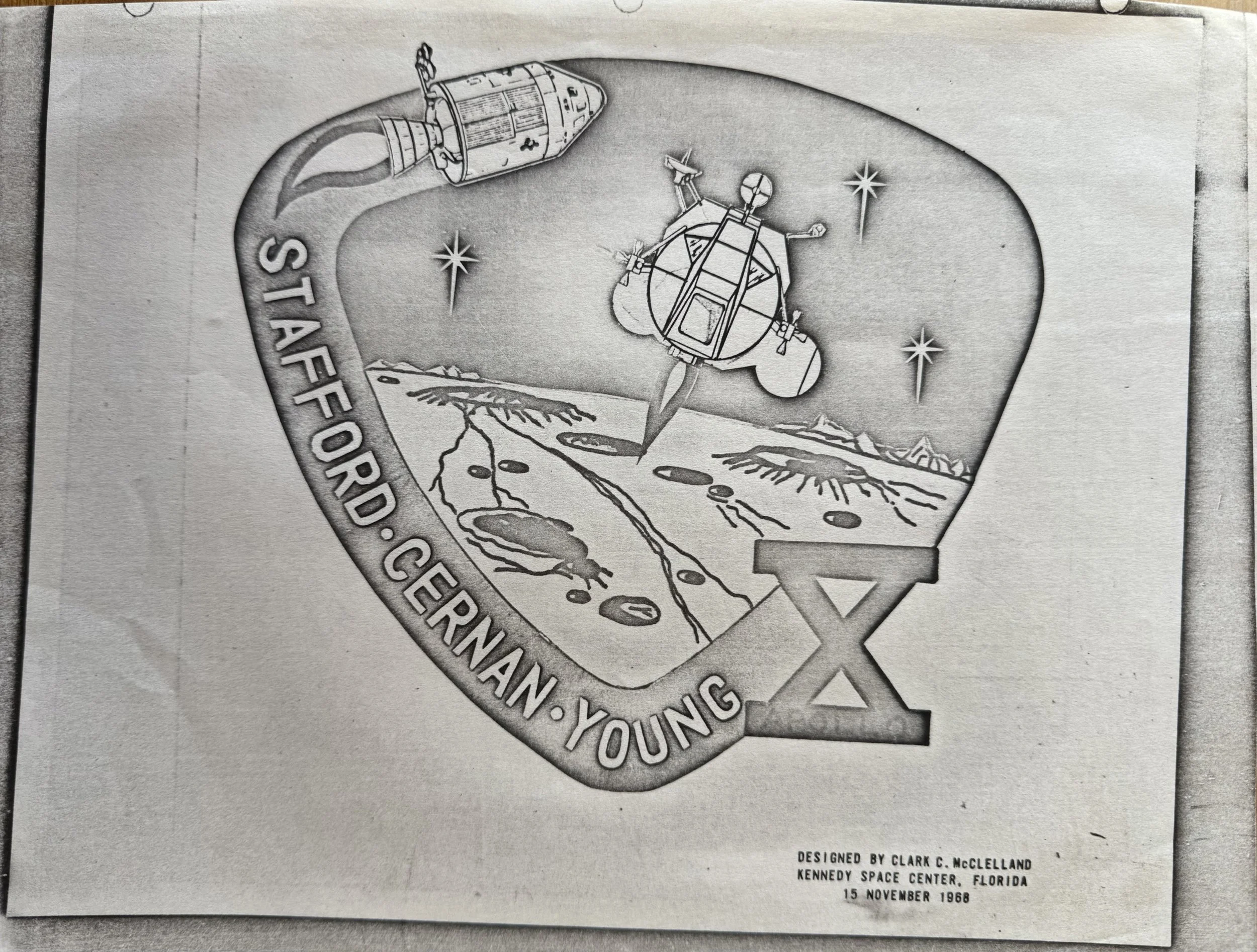 Apollo 10 Mission Patch Design Copy with Kennedy Space Center Memo on VIPs attending Apollo 10 Launch