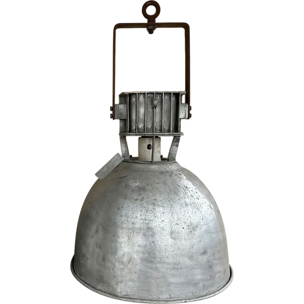 Pair of Vintage Barn Lights, Domed Shade One-Light Pendants