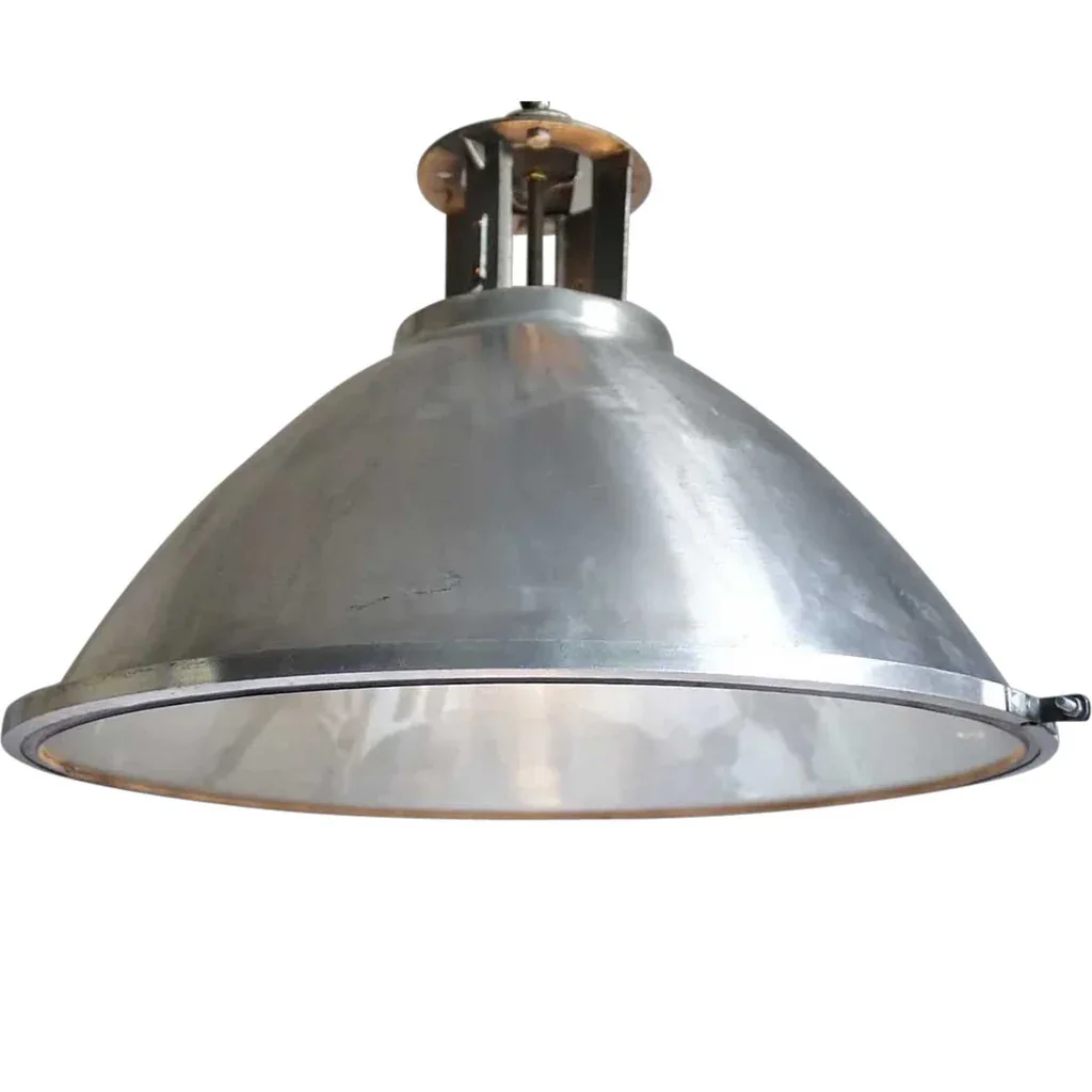 A Pair of Vintage Industrial Aluminum Shade Hanging Pendant Lights
