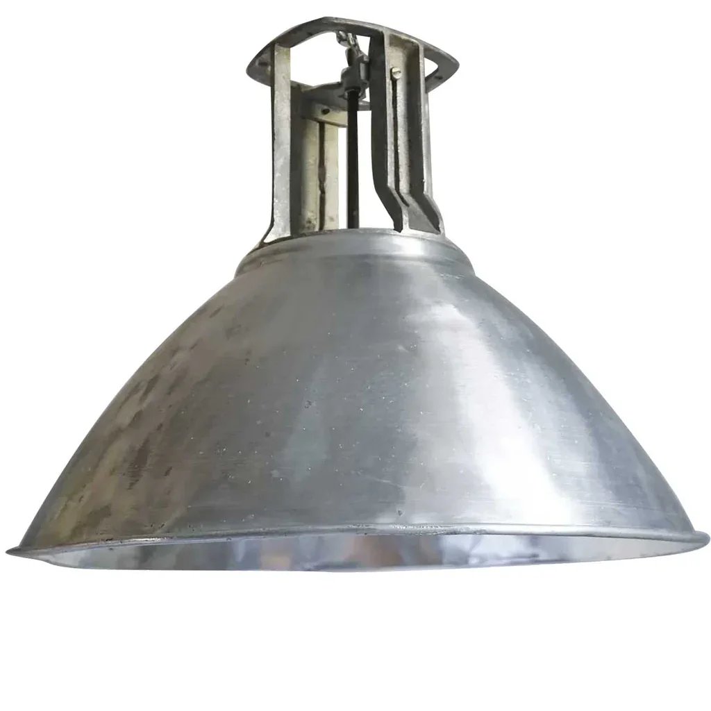 Vintage Industrial Aluminum Shade Pendant Light, Restoration Needed