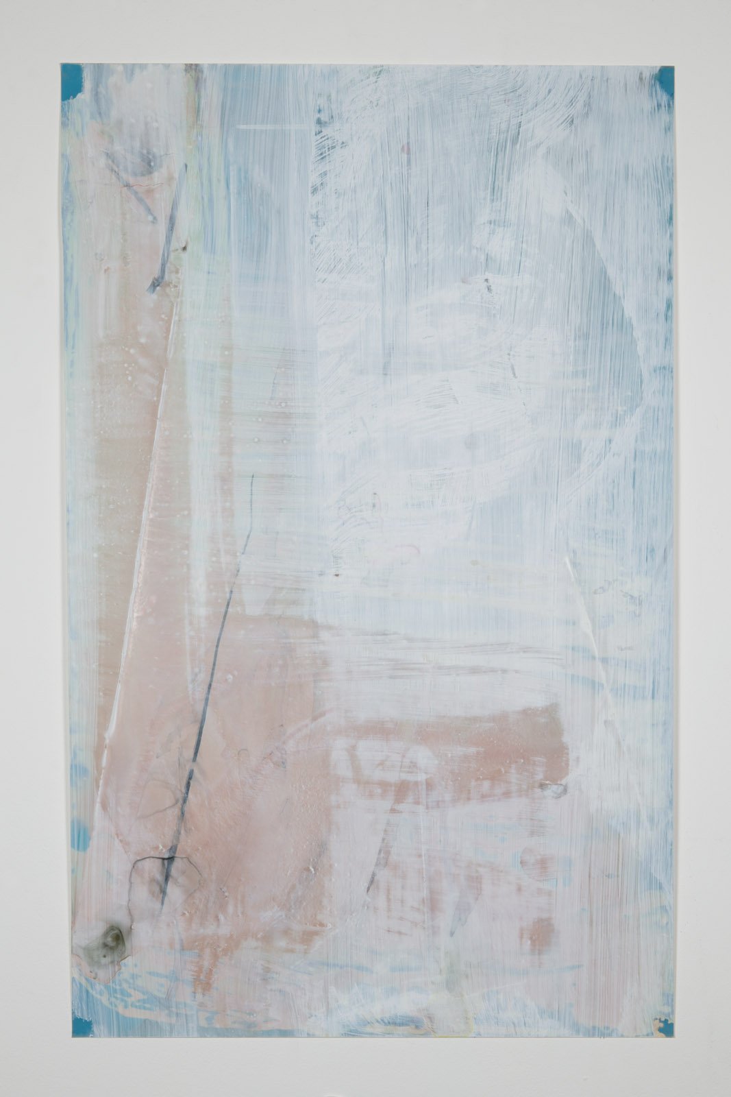 Untitled 2022, acrylic, ink and photo developer on photosensitive paper, 76 x 47 cm