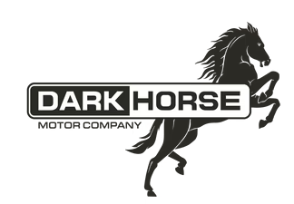 Dark Horse Motor Company logo featuring a black silhouette of a rearing horse with text