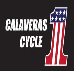 Logo of Calaveras Cycle with a stylized number one designed with American flag colors and stars on top and red and white stripes below.