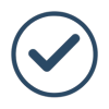 A blue circle with a black checkmark inside