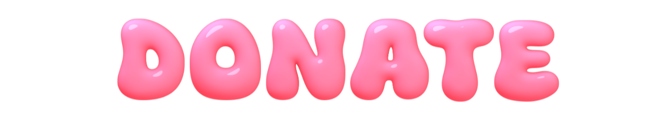 Pink, elongated, bubbly letters spelling "DONATE"