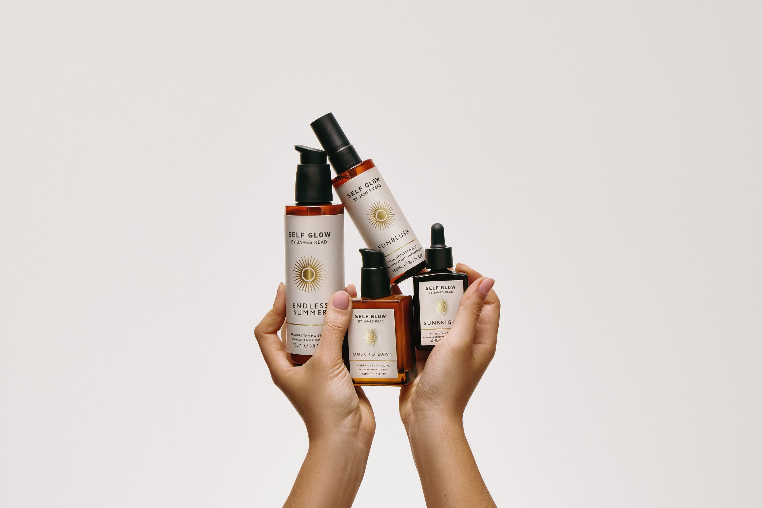 Group product photography for James Read Self Glow campaign