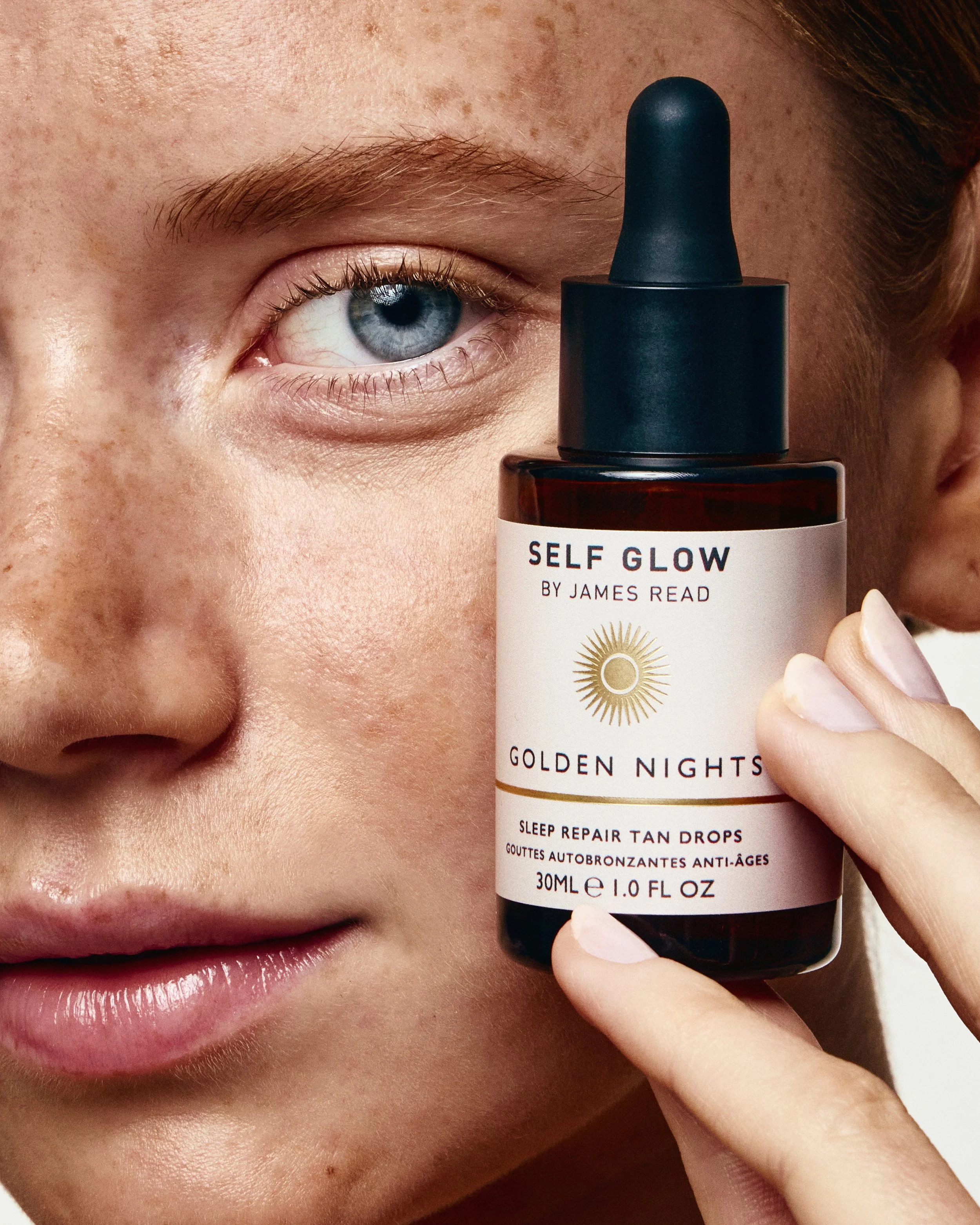 Beauty campaign photography for James Read Self Glow skincare, photographed in London