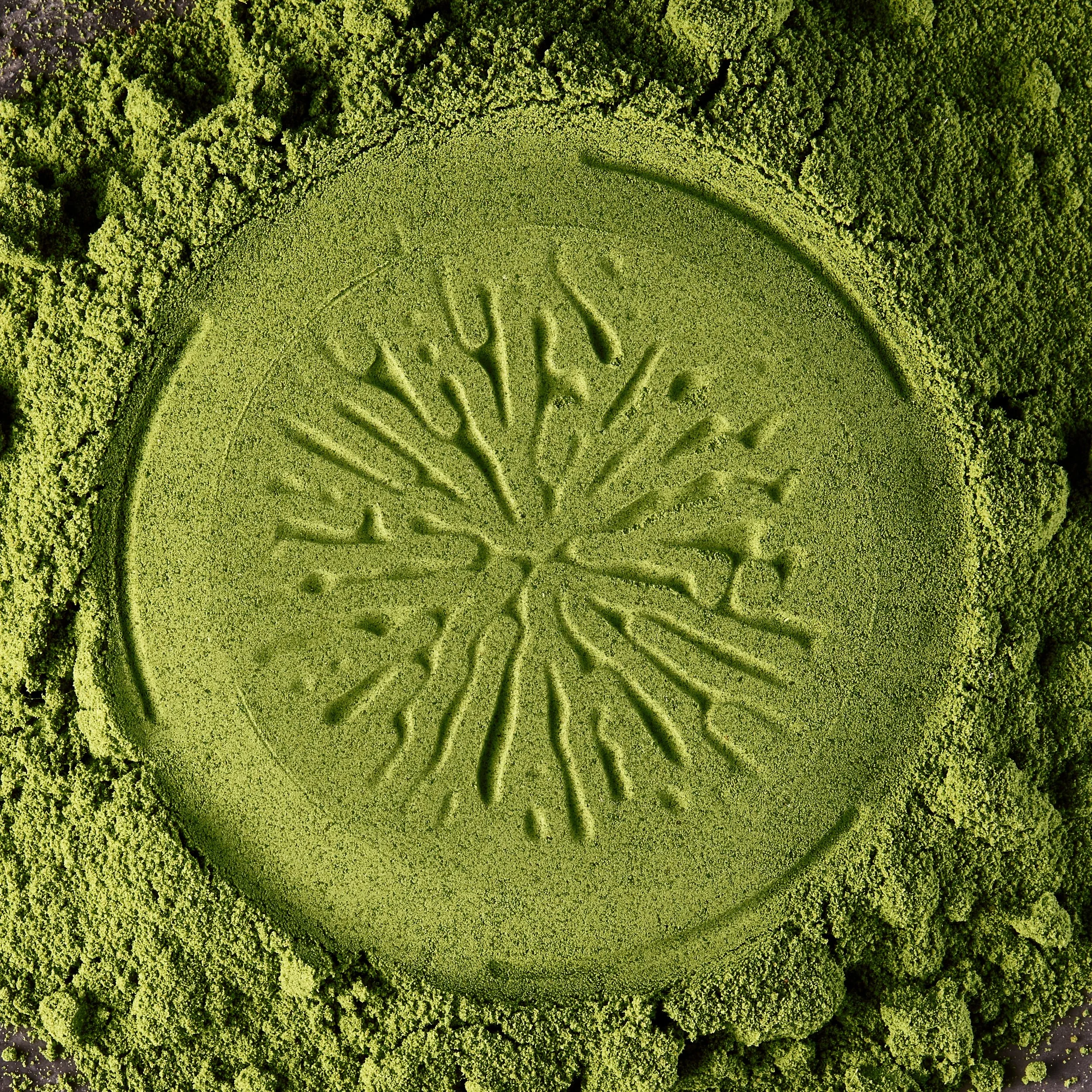 Product photography swatch of matcha powder for Dirtea