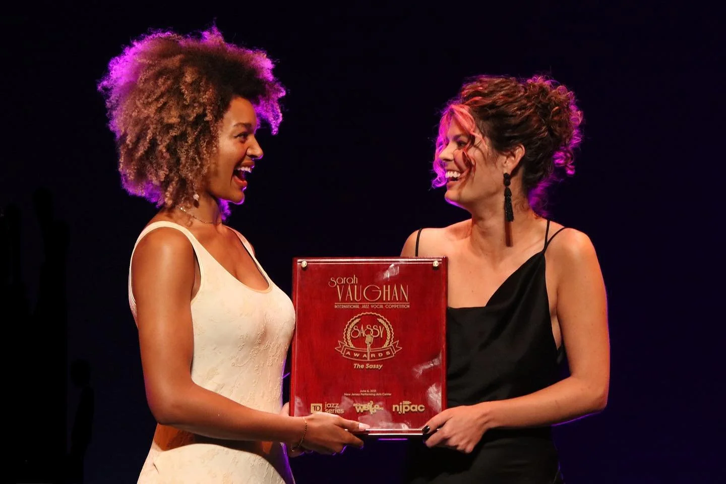 With co-winner Gabrielle Cavassa by Anthony Alvarez, Sarah Vaughan Vocal Jazz Competition, NJPAC, New Jersey.  June '21 
