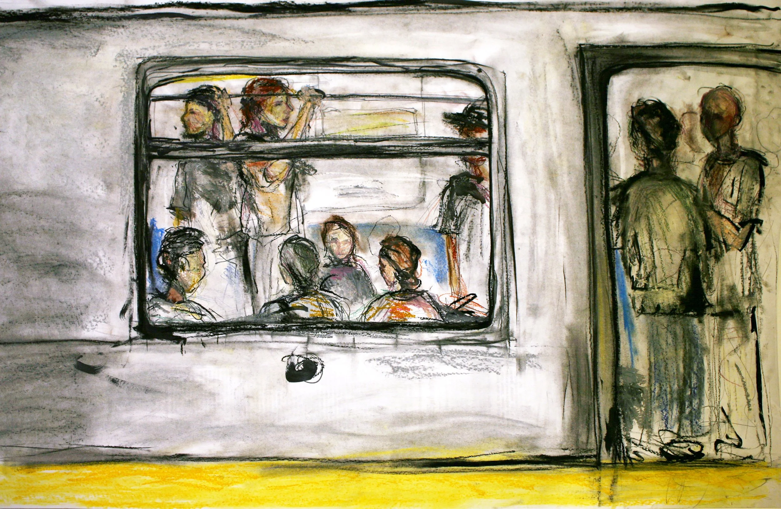 The R Train | 32 x 20 Mixed Media on Paper
