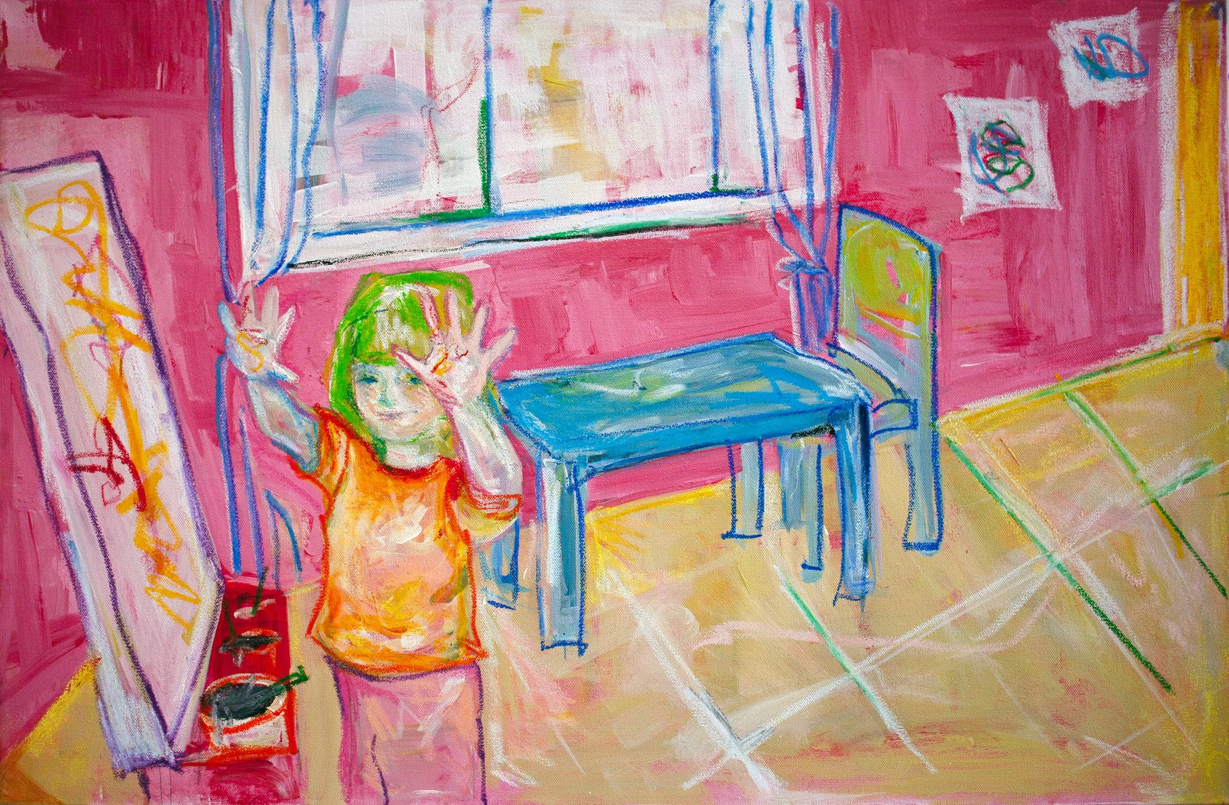 Playtime | 30 x 20 Acrylic and Oil Pastel on Canvas