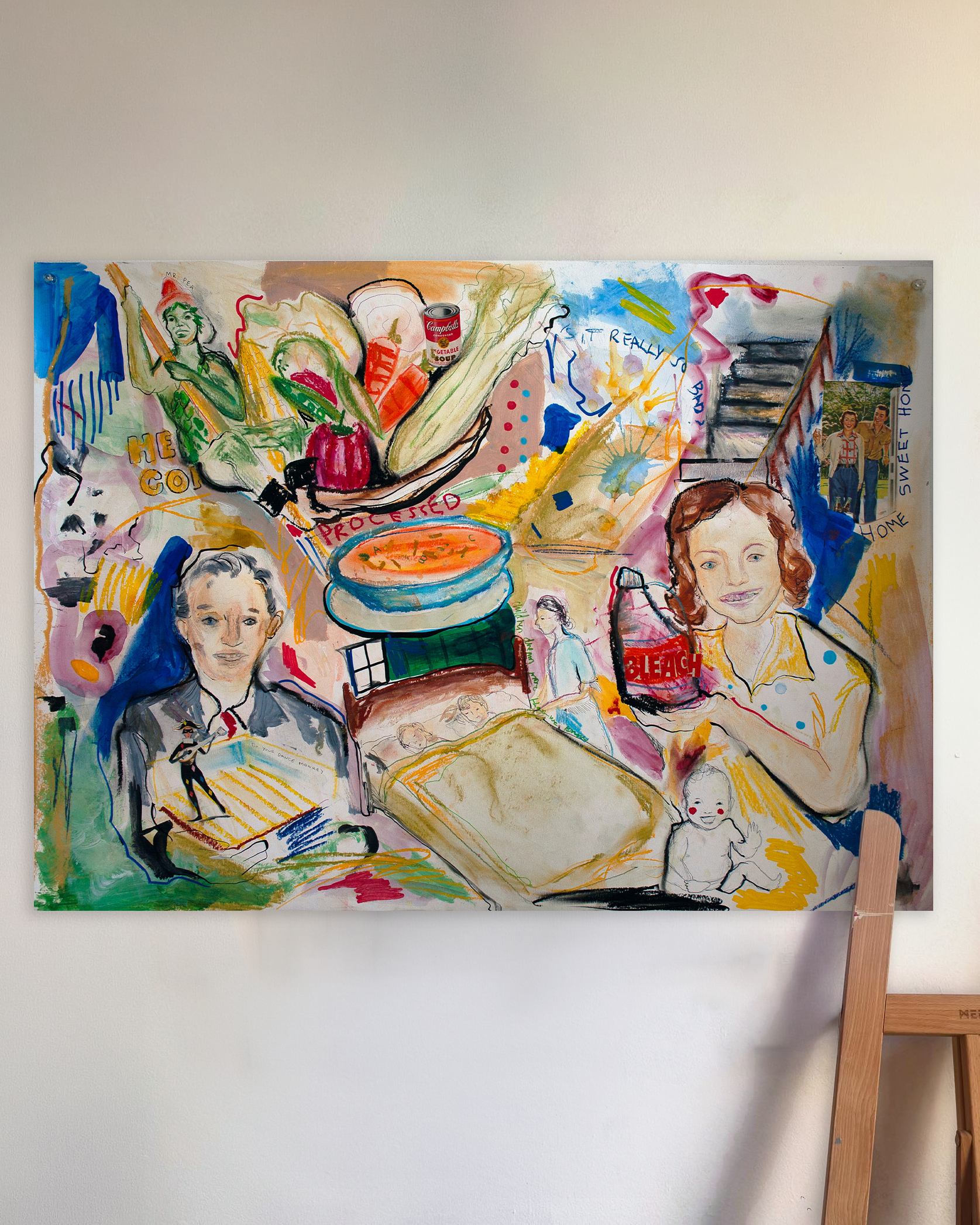 Alphabet Soup & Bleach | 22 x 30 Mixed Media on Bristol Paper