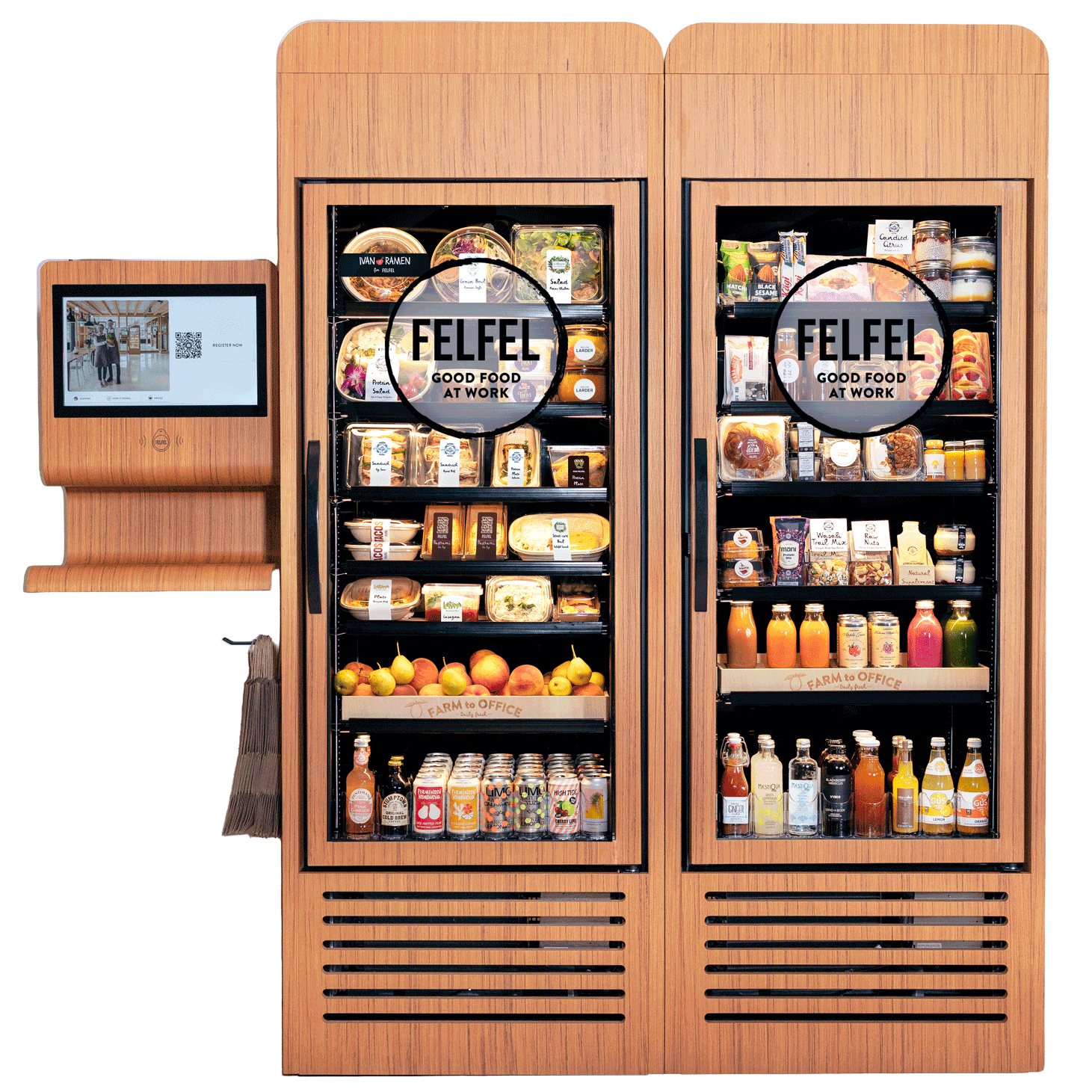 A Vending machine in a nice wooden look now available in New York.