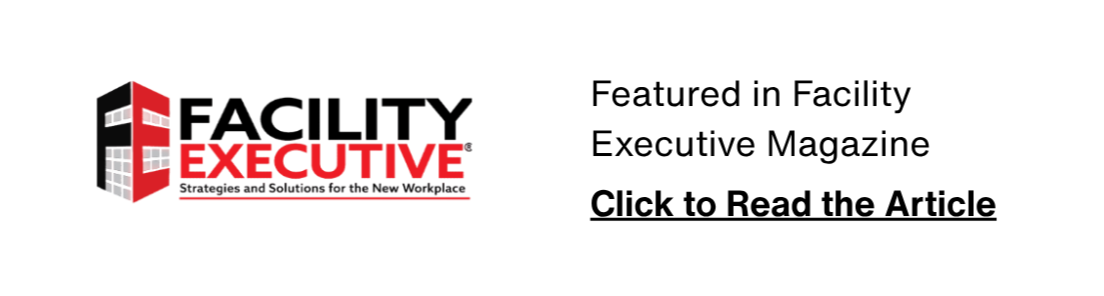 Logo of Facility Executive magazine and text indicating it is featured in the magazine with a link to read the article.